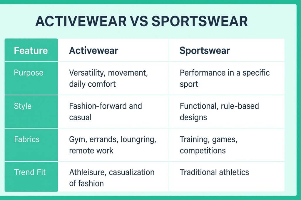 Activewear vs sportswear