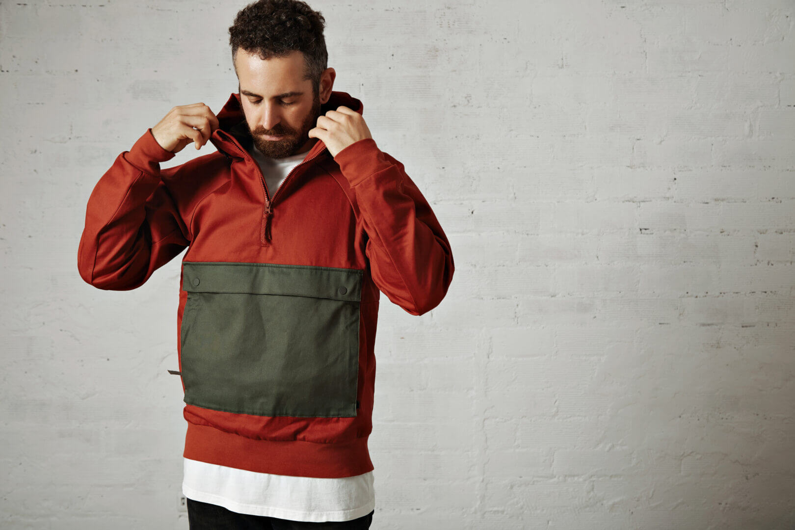 man wearing jacket made out of nylon polyester fabric blend