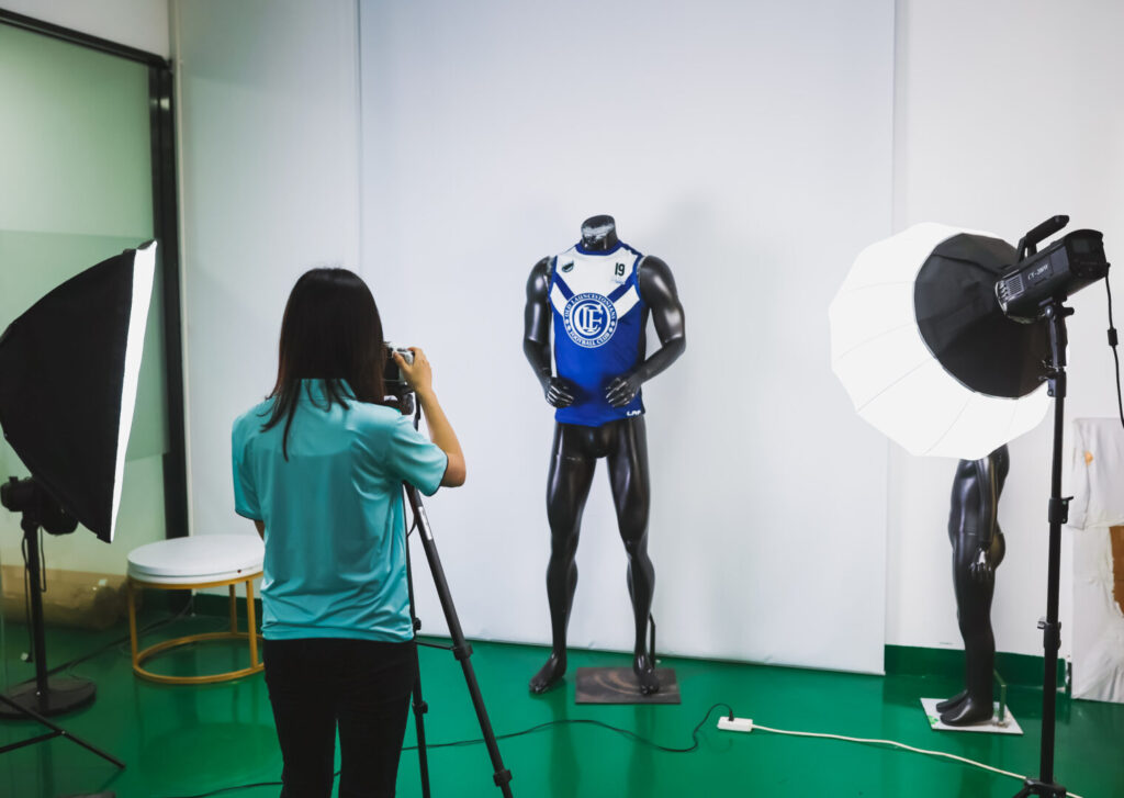 studio-quality mannequin photos of a uniform factory