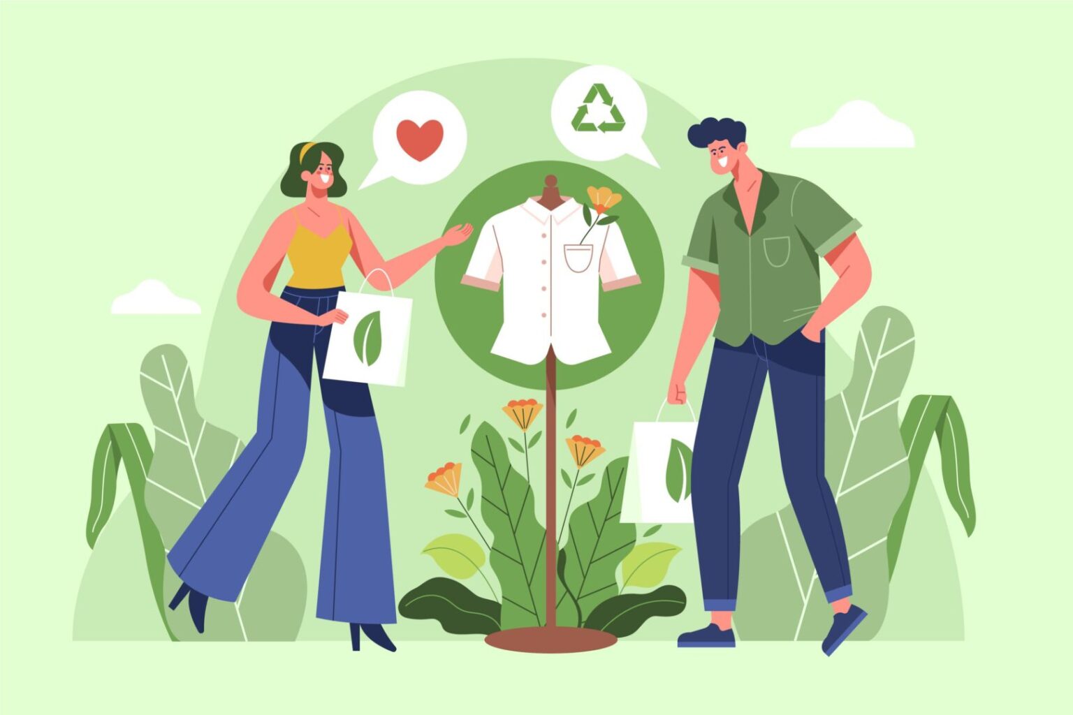 illustration showing a sustainable apparel brand